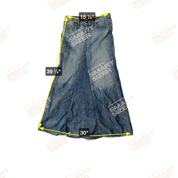 Vintage Guess Denim Maxi Skirt Size 28 Embroidery Floral Pockets Y2K Western - Picture 10 of 14